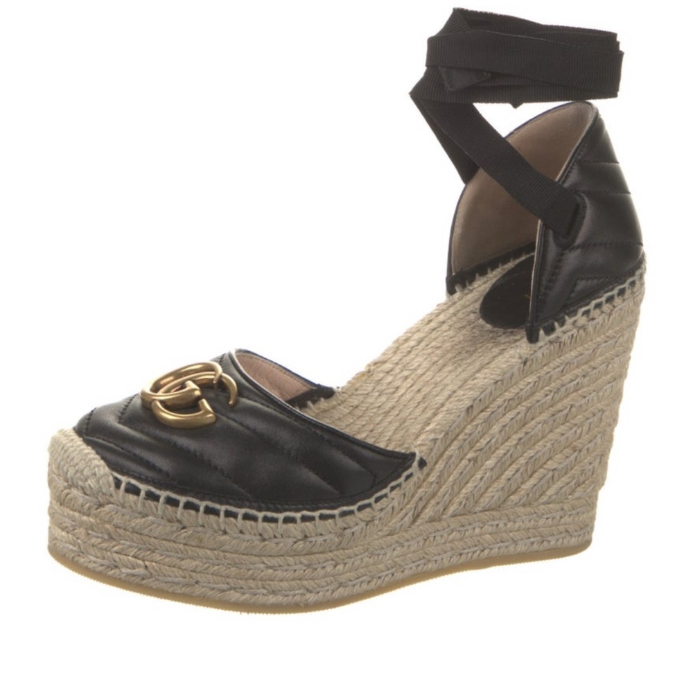 Gucci Black Espadrille Wedges